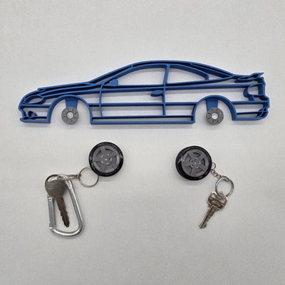 GTO Magnetic Key Hanger Wheel Keychain Set Wall Art Car Outline