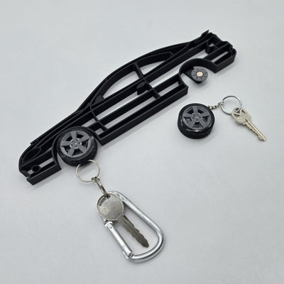 GTO Magnetic Key Hanger Wheel Keychain Set Wall Art Car Outline