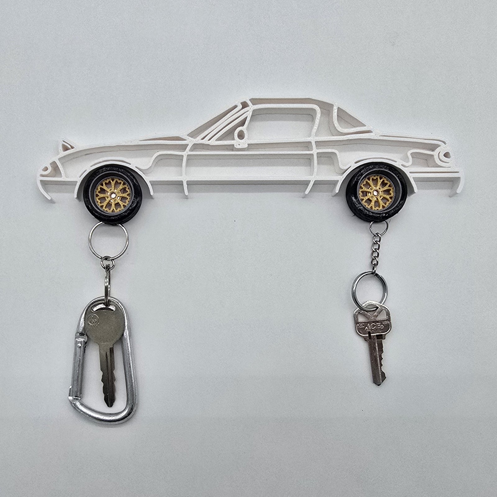 NA Miata Magnetic Key Hanger Wheel Keychain Set Wall Art Car Outline