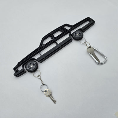 90-92 Cadillac Brougham Magnetic Key Hanger Wheel Keychain Set Wall Art Car Outline