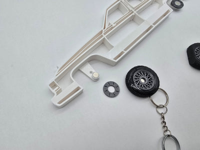 90-92 Cadillac Brougham Magnetic Key Hanger Wheel Keychain Set Wall Art Car Outline