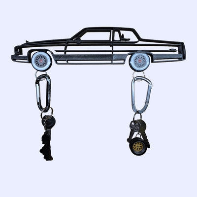 Cadillac Brougham Coupe 2 Door Magnetic Key Hanger Wheel Keychain Set Wall Art Car Outline
