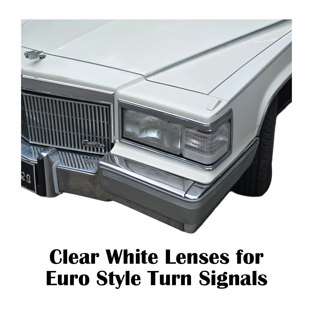 90-92 Brougham CLEAR Corner Marker Euro Turn Signal Light Lenses PAIR