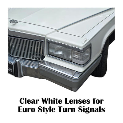 90-92 Brougham CLEAR Corner Marker Euro Turn Signal Light Lenses PAIR
