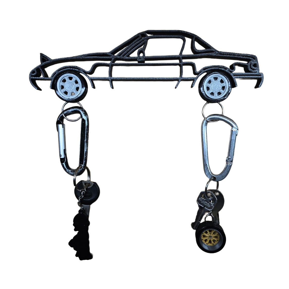 NA Miata Magnetic Key Hanger Wheel Keychain Set Wall Art Car Outline