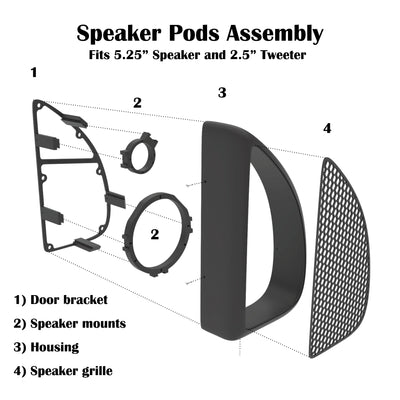 Cadillac Brougham Door Speaker Pods Fits 5.25” Speaker and 2.5” Tweeter