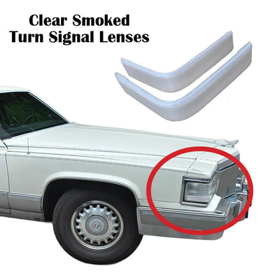 90-92 Brougham CLEAR Corner Marker Euro Turn Signal Light Lenses PAIR